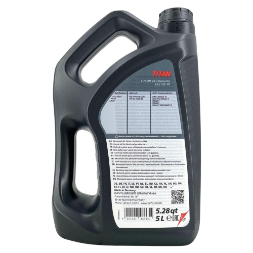 Motor&ouml;l Motoren&ouml;l Fuchs Titan Supersyn Longlife 0W-40 5 Liter 602183613