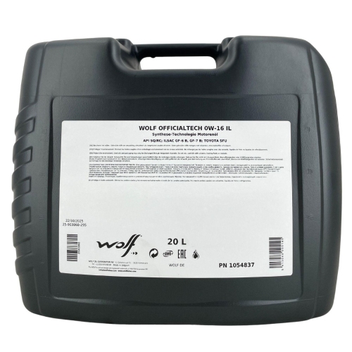 Motor&ouml;l Motoren&ouml;l Wolf OfficialTech 0W-16 20 Liter Kanister 1054837