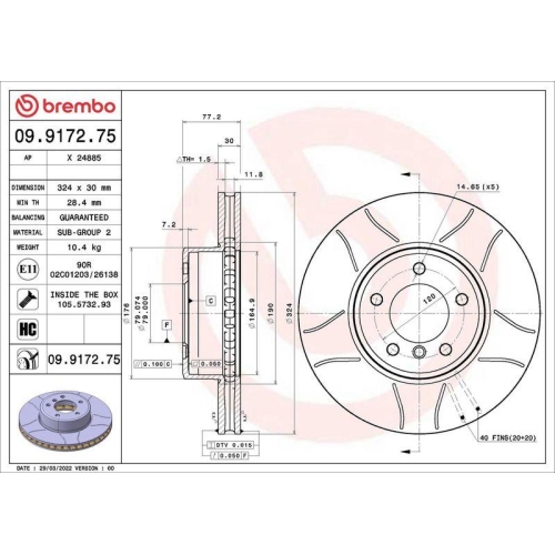 BREMBO Bremsscheibe XTRA LINE - Max 09.9172.75