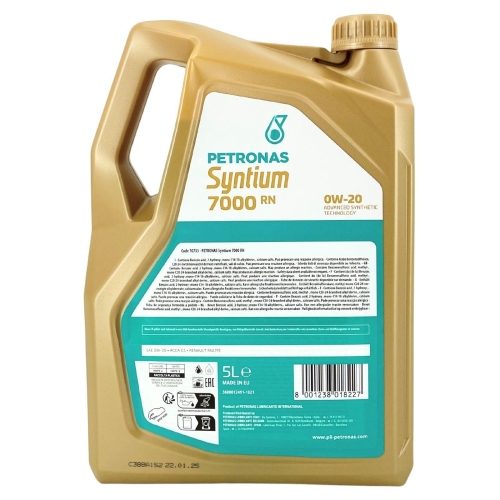 Motor&ouml;l Motoren&ouml;l SYNTIUM 7000 RN 0W-20 5 Liter Kanister PETRONAS 70733M12EU
