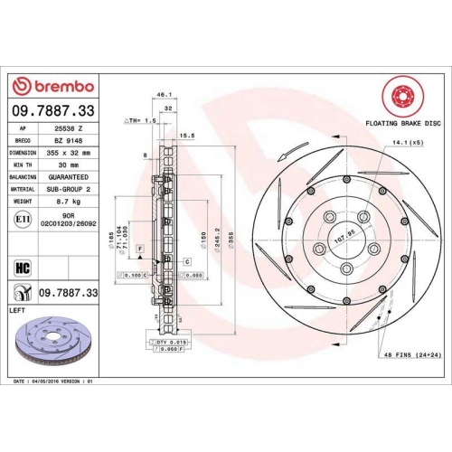 BREMBO Bremsscheibe PRIME LINE - Floating 09.7887.33