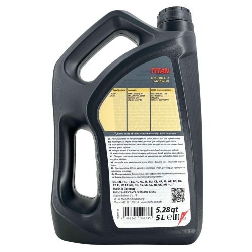 Motor&ouml;l Motoren&ouml;l Fuchs Titan GT1 Pro C-3 5W-30 5 Liter 602007315