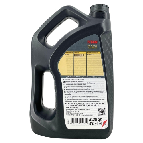 Motor&ouml;l Motoren&ouml;l Fuchs Titan GT1 Flex 34 5W-30 5 Liter 602008114