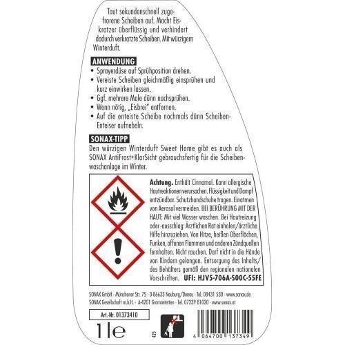 3x Sonax Scheibenenteiser Sweet Home 1L Enteiserspray klare und blendfreie Sicht