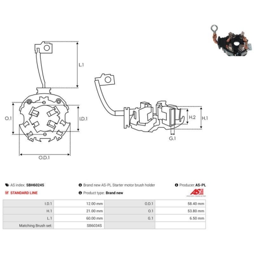 AS-PL Halter, Kohleb&uuml;rsten AS SBH6024S