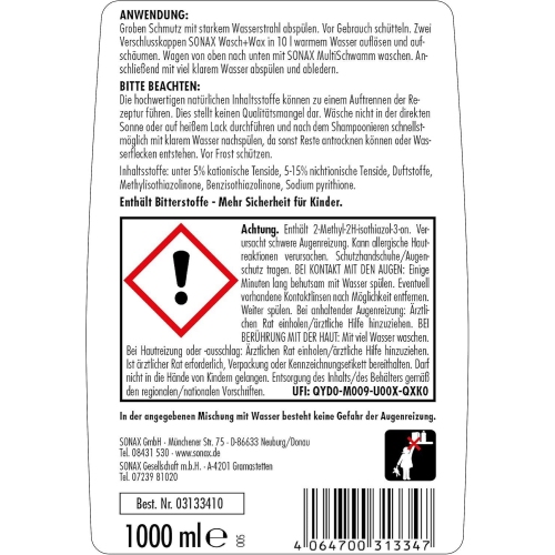 SONAX Wasch & Wax, Konservierungswachs, 1 Liter 03133410