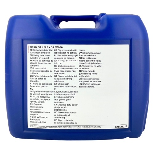 Motor&ouml;l Motoren&ouml;l Fuchs Titan GT1 Flex 34 5W-30 20 Liter 601424236
