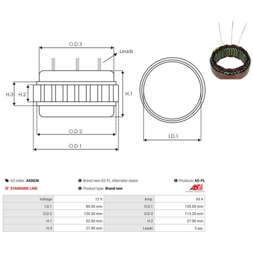 AS-PL Stator, Generator AS AS0036