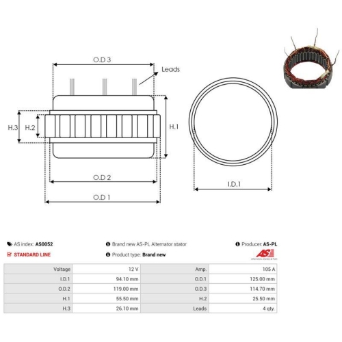 AS-PL Stator, Generator AS AS0052