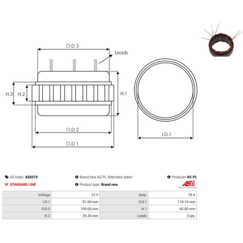 AS-PL Stator, Generator AS AS6019