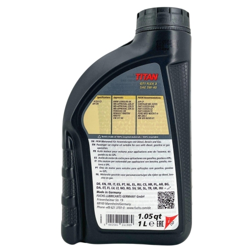Motor&ouml;l Motoren&ouml;l Fuchs Titan GT1 Flex 3 5W-40 1 Liter 602007292
