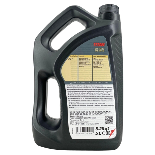 Motor&ouml;l Motoren&ouml;l Fuchs Titan GT1 Flex 3 5W-40 5 Liter 602007278