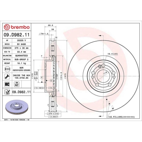 BREMBO Bremsscheibe PRIME LINE - UV Coated 09.D982.11