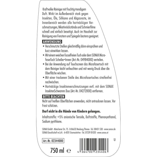 Sonax Scheibenstar Scheibenreiniger 750ml Sprühflasche - 02344000