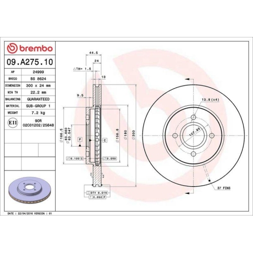 BREMBO Bremsscheibe PRIME LINE 09.A275.10