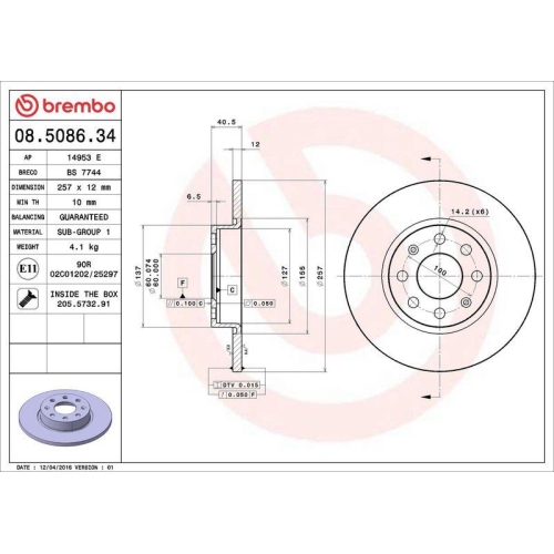 BREMBO Bremsscheibe PRIME LINE 08.5086.34