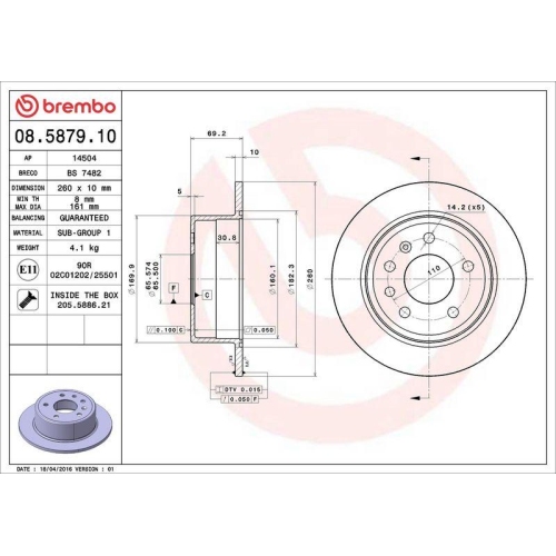 BREMBO Bremsscheibe PRIME LINE 08.5879.10