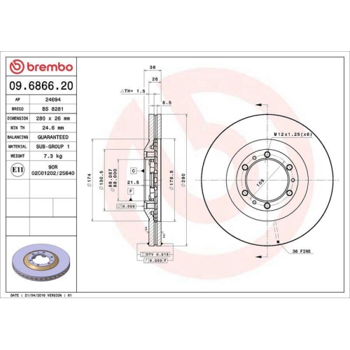 BREMBO Bremsscheibe PRIME LINE 09.6866.20