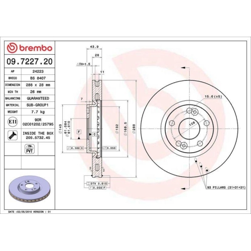 BREMBO Bremsscheibe PRIME LINE 09.7227.20