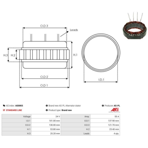 AS-PL Stator, Generator AS AS0003