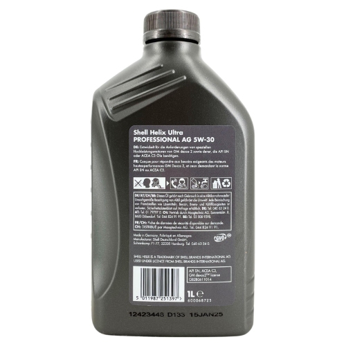 Motor&ouml;l Shell Helix Ultra Professional AG 5W-30 Motor&ouml;l Opel GM Dexos2 - 1 Liter