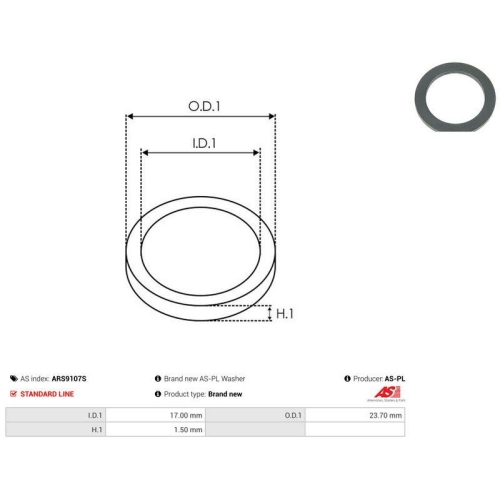 AS-PL Reparatursatz, Generator AS ARS9107S