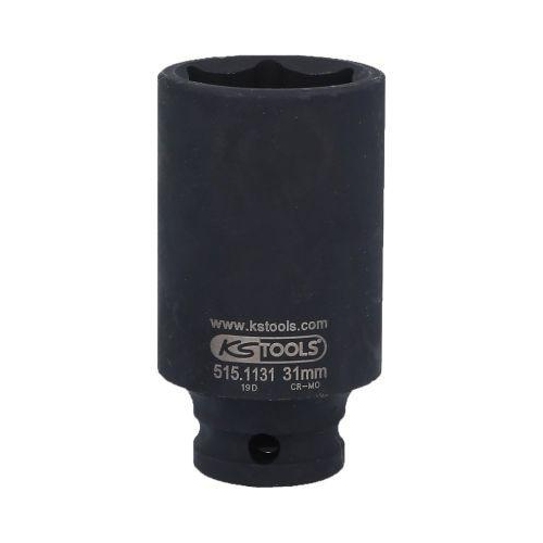 1/2 Zoll Sechskant-Kraft-Stecknuss, lang, 31mm auf H&auml;nger KS TOOLS 515.1131-E