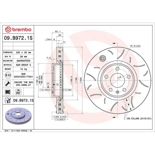 BREMBO Bremsscheibe 09.B972.1S