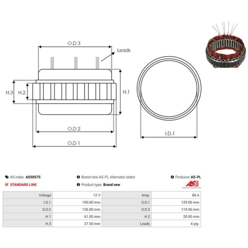 AS-PL Stator, Generator AS AS5057S