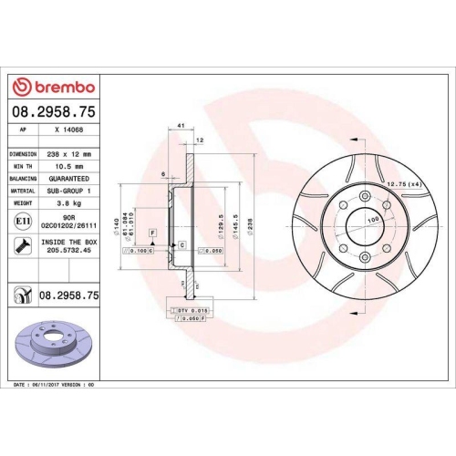 BREMBO Bremsscheibe XTRA LINE - Max 08.2958.75