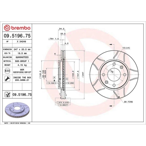 BREMBO Bremsscheibe XTRA LINE - Max 09.5196.75