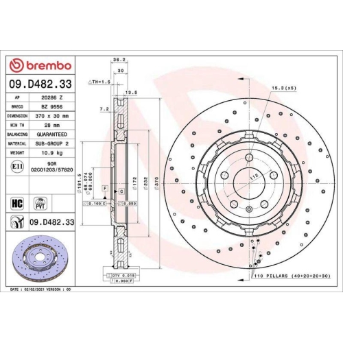 BREMBO Bremsscheibe PRIME LINE - Dual Cast 09.D482.33