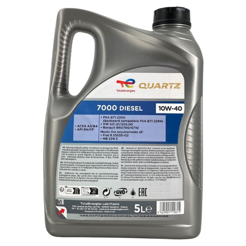 Motor&ouml;l Motoren&ouml;l Total Quartz Diesel 7000 10W-40 5 Liter Kanister 214108