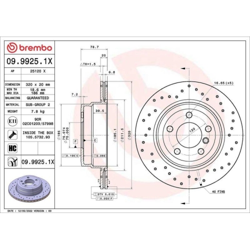 BREMBO Bremsscheibe XTRA LINE - Xtra 09.9925.1X