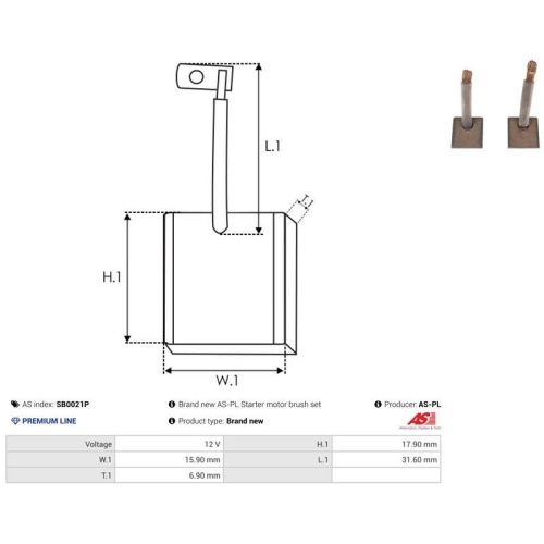 AS-PL Kohleb&uuml;rste, Starter AS SB0021P