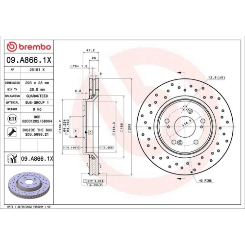 BREMBO Bremsscheibe XTRA LINE - Xtra 09.A866.1X
