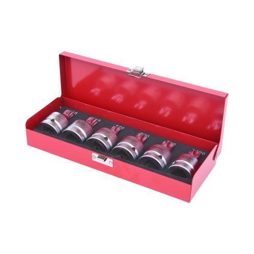 3/4 Zoll Kraft-Bit-Stecknuss-Satz, 6-tlg, Torx+Vielzahn, mit Bohrung KS TOOLS