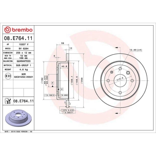 BREMBO Bremsscheibe PRIME LINE - UV Coated 08.E764.11