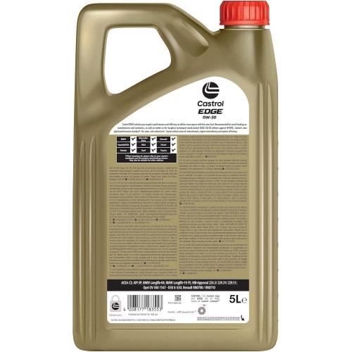 Motoröl Castrol EDGE 0 W 30 5L BMW Longlife-04 LL19FE MB 229.31+51 Opel 15F642
