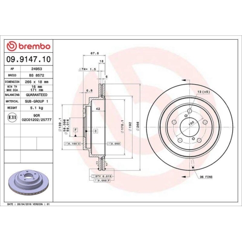 BREMBO Bremsscheibe PRIME LINE 09.9147.10