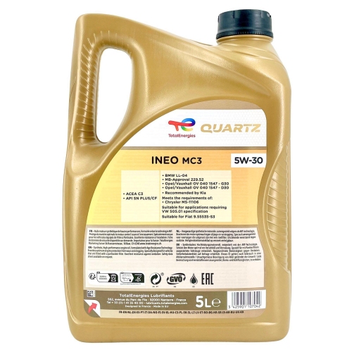 Motor&ouml;l Motoren&ouml;l Total Quartz Ineo MC3 5W-30 5 Liter Kanister 213698