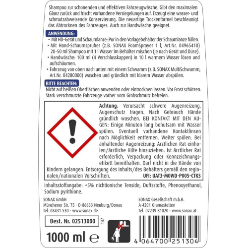 SONAX XTREME Foam+ Seal Shampoo Schaumversiegelung 1 Liter