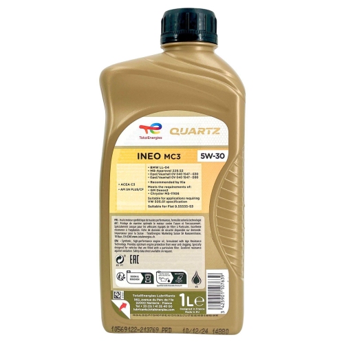 Motor&ouml;l Motoren&ouml;l Total Quartz Ineo MC3 5W-30 1 Liter Flasche 213769