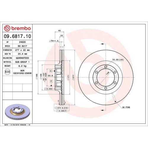 BREMBO Bremsscheibe PRIME LINE 09.6817.10