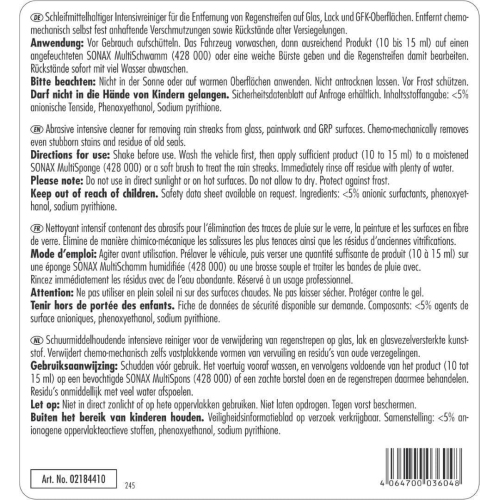 Caravan RegenstreifenEntferner Wohnmobil Wohnwagen 3 Liter 02184410 SONAX