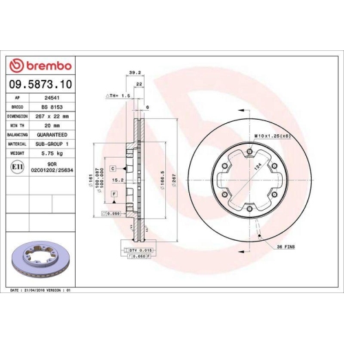 BREMBO Bremsscheibe PRIME LINE 09.5873.10