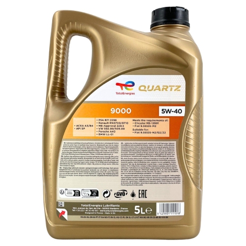 Motor&ouml;l Motoren&ouml;l Total Quartz 9000 5W-40 5 Liter Kanister 229721
