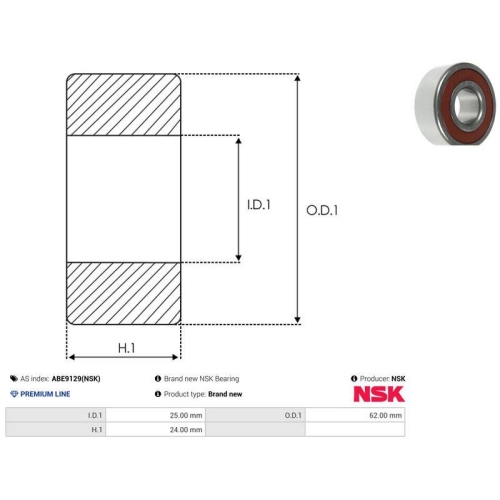 AS-PL Lager NSK ABE9129(NSK)