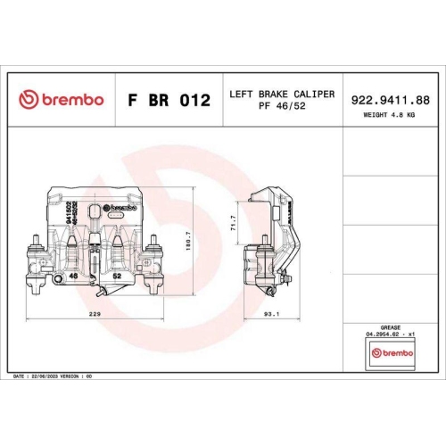 BREMBO Bremssattel PRIME LINE F BR 012