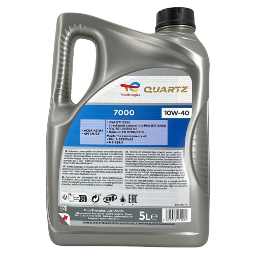 Motor&ouml;l Motoren&ouml;l Total Quartz 7000 10W-40 5 Liter Kanister 214109